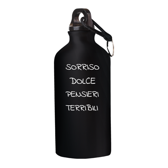 Borraccia IRONICA Alluminio 400 ml "SORRISO DOLCE PENSIERI TERRIBILI"