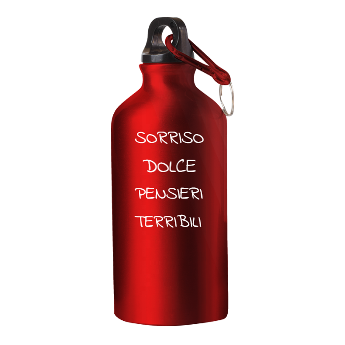 Borraccia IRONICA Alluminio 400 ml "SORRISO DOLCE PENSIERI TERRIBILI"