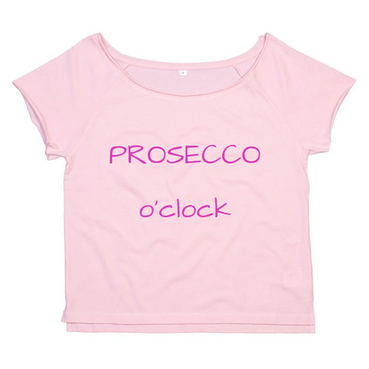 T-Shirt SARCASTICO Donna Cotone Organico Flashdance Mantis "PROSECCO O'CLOCK"
