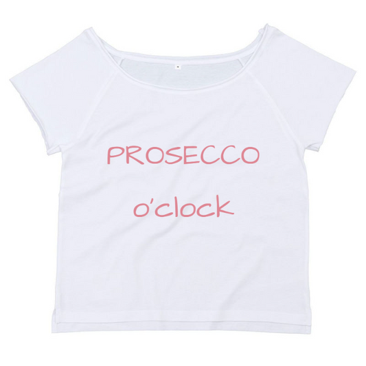 T-Shirt SARCASTICO Donna Cotone Organico Flashdance Mantis "PROSECCO O'CLOCK"