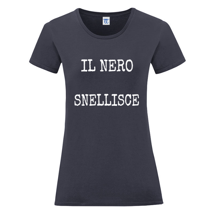 T-Shirt SARCASTICO Donna Cotone Organico Inspire "IL NERO SNELLISCE"