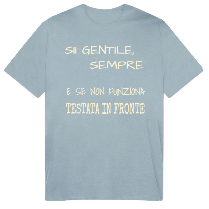 T-Shirt SARCASTICO Uomo Cotone Organico Inspire "SII GENTILE, SEMPRE E SE NON FUNZIONA TESTATA IN FRONTE"