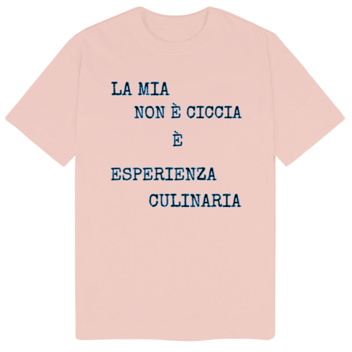 T-Shirt SARCASTICO Uomo Cotone Organico Inspire "LA MIA NON È CICCIA È ESPERIENZA CULINARIA"