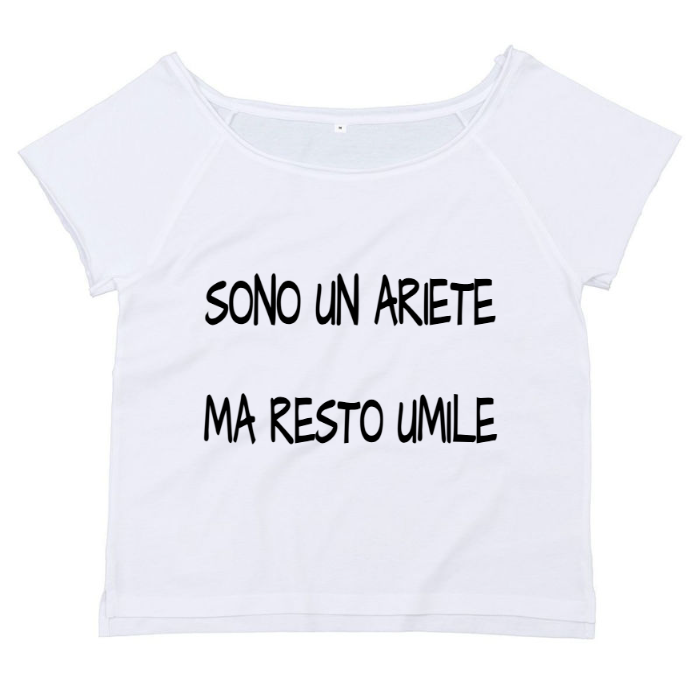 T-Shirt SARCASTICO Donna Cotone Organico Flashdance Mantis "SONO UN ARIETE MA RESTO UMILE