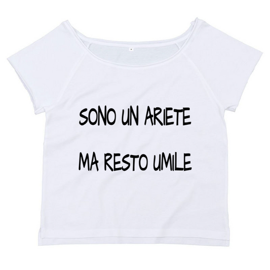 T-Shirt SARCASTICO Donna Cotone Organico Flashdance Mantis "SONO UN ARIETE MA RESTO UMILE
