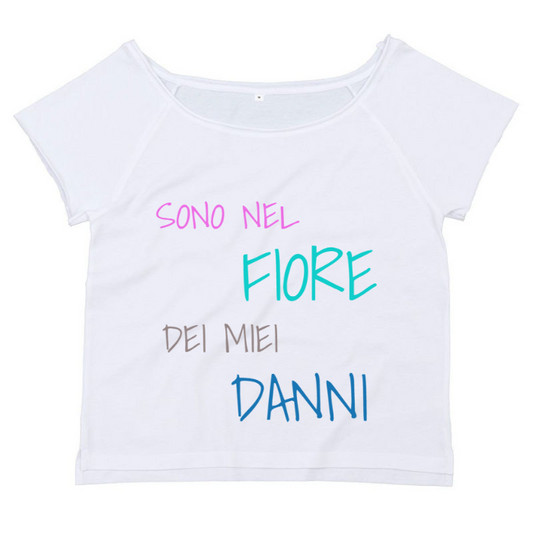 T-Shirt SARCASTICO Donna Cotone Organico Flashdance Mantis "SONO NEL FIORE DEI MIEI DANNI"