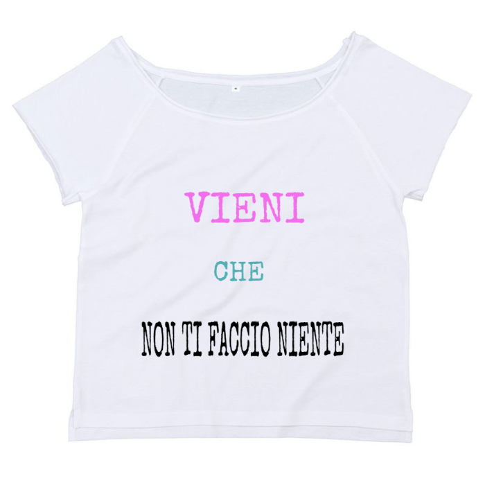T-Shirt SARCASTICO Donna Cotone Organico Flashdance Mantis "VIENI CHE NON TI FACCIO NIENTE"