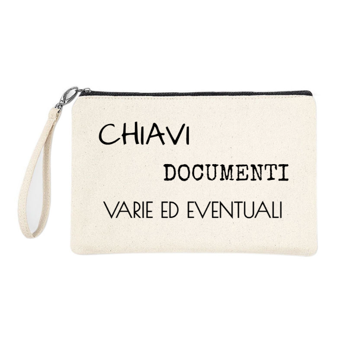 Astuccio 100% cotone Canvas "CHIAVI DOCUMENTI VARIE ED EVENTUALI"