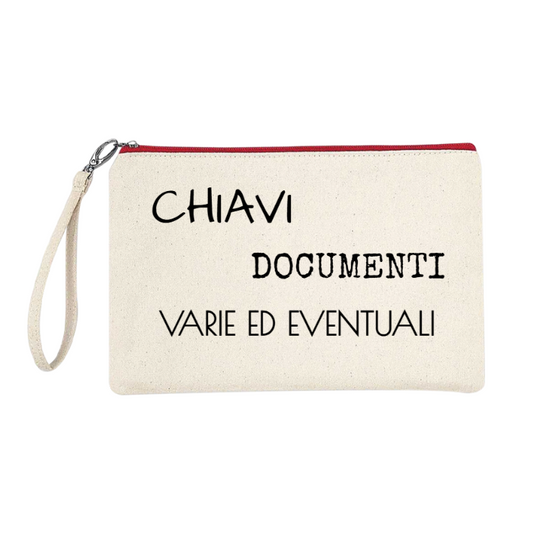 Astuccio 100% cotone Canvas "CHIAVI DOCUMENTI VARIE ED EVENTUALI"