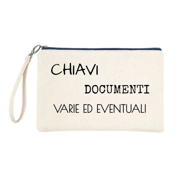 Astuccio 100% cotone Canvas "CHIAVI DOCUMENTI VARIE ED EVENTUALI"