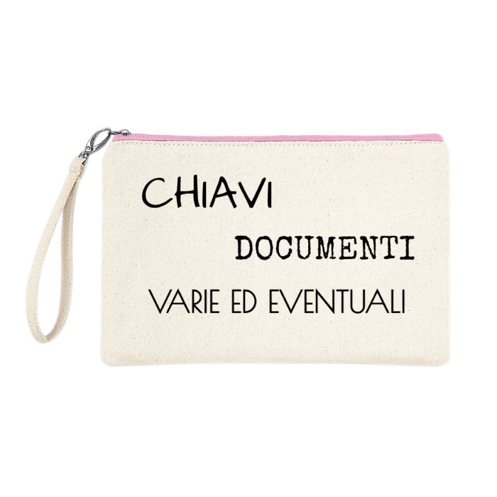 Astuccio 100% cotone Canvas "CHIAVI DOCUMENTI VARIE ED EVENTUALI"