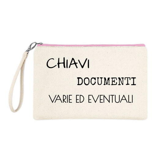 Astuccio 100% cotone Canvas "CHIAVI DOCUMENTI VARIE ED EVENTUALI"