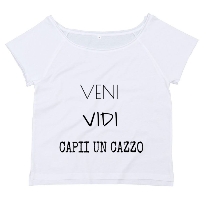 T-Shirt SARCASTICO Donna Cotone Organico Flashdance Mantis "VENI VIDI CAPII UN CAZZO
