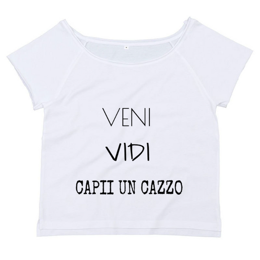T-Shirt SARCASTICO Donna Cotone Organico Flashdance Mantis "VENI VIDI CAPII UN CAZZO