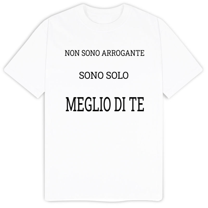 T-Shirt SARCASTICO Uomo Cotone Organico Inspire "NON SONO ARROGANTE SONO SOLO MEGLIO DI TE"