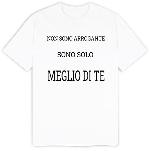 T-Shirt SARCASTICO Uomo Cotone Organico Inspire "NON SONO ARROGANTE SONO SOLO MEGLIO DI TE"