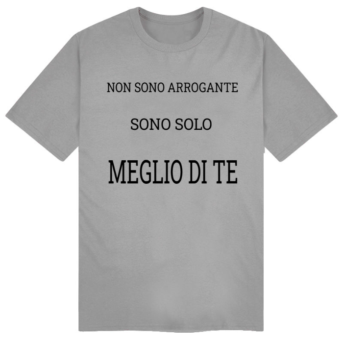 T-Shirt SARCASTICO Uomo Cotone Organico Inspire "NON SONO ARROGANTE SONO SOLO MEGLIO DI TE"