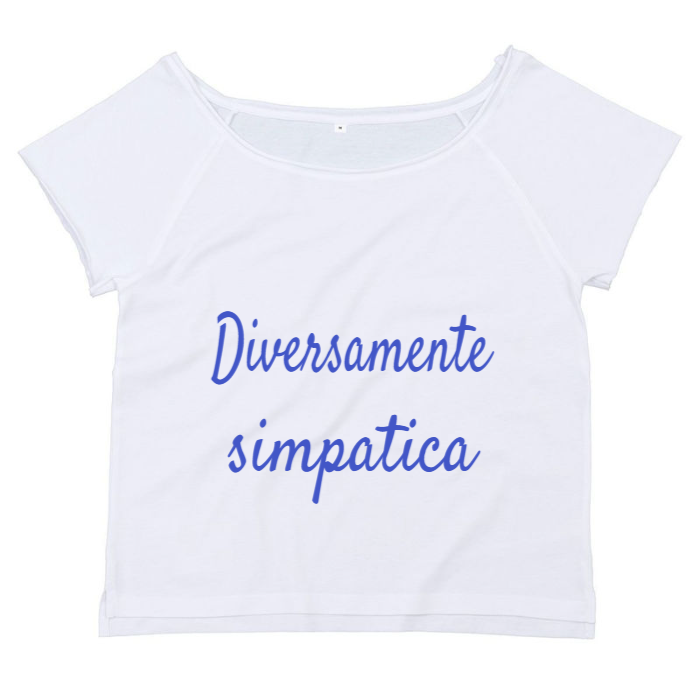 T-Shirt SARCASTICO Donna Cotone Organico Flashdance Mantis "DIVERSAMENTE SIMPATICA"