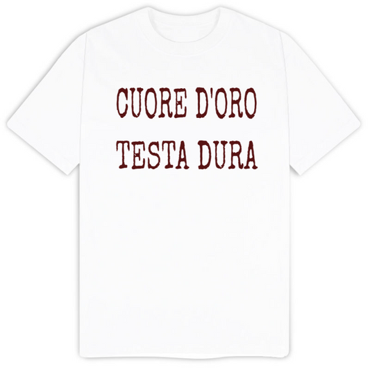 T-Shirt SARCASTICO Uomo Cotone Organico Inspire "CUORE D'ORO TESTA DURA"