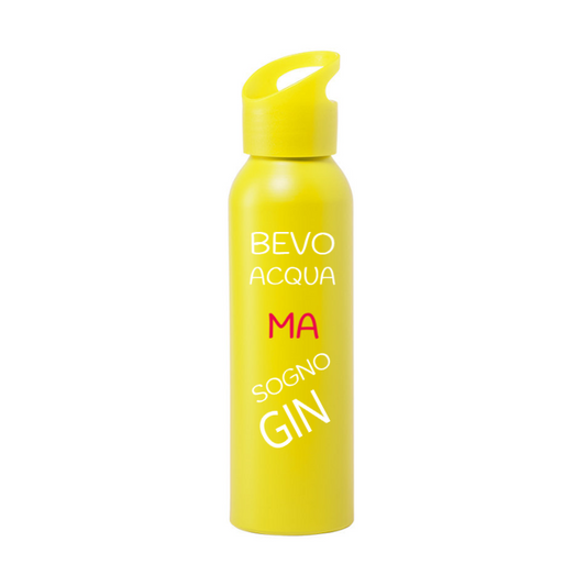 Borraccia IRONICA Alluminio Runtex 600 ml "BEVO ACQUA MA SOGNO GIN"