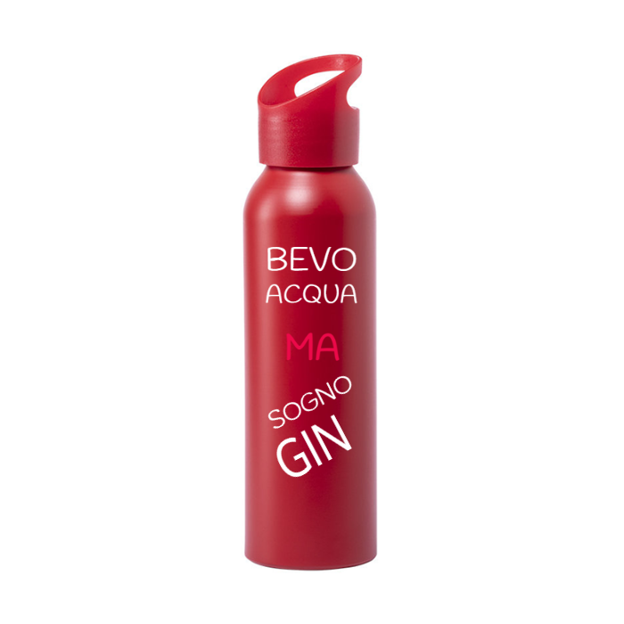 Borraccia IRONICA Alluminio Runtex 600 ml "BEVO ACQUA MA SOGNO GIN"