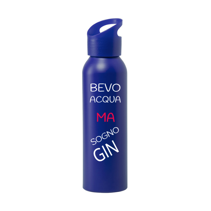 Borraccia IRONICA Alluminio Runtex 600 ml "BEVO ACQUA MA SOGNO GIN"