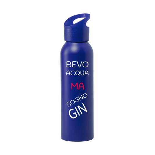 Borraccia IRONICA Alluminio Runtex 600 ml "BEVO ACQUA MA SOGNO GIN"
