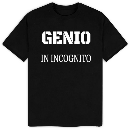 T-Shirt SARCASTICO Uomo Cotone Organico Inspire "GENIO IN INCOGNITO"