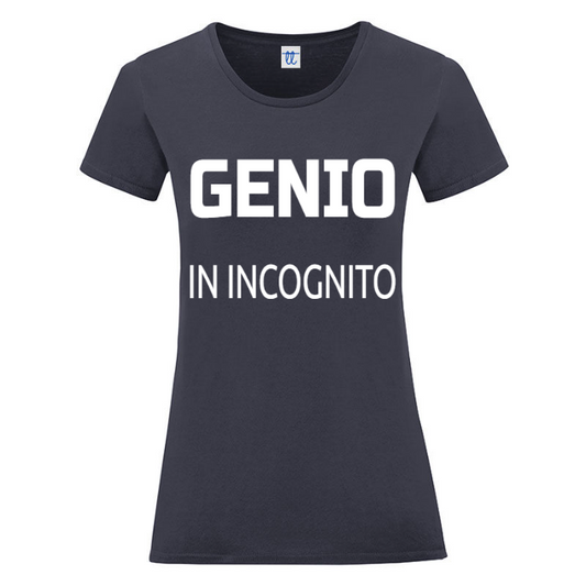 T-Shirt SARCASTICO Donna Cotone Organico Inspire "GENIO IN INCOGNITO"