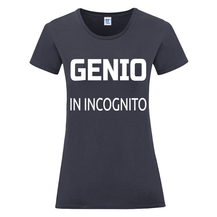 T-Shirt SARCASTICO Donna Cotone Organico Inspire "GENIO IN INCOGNITO"