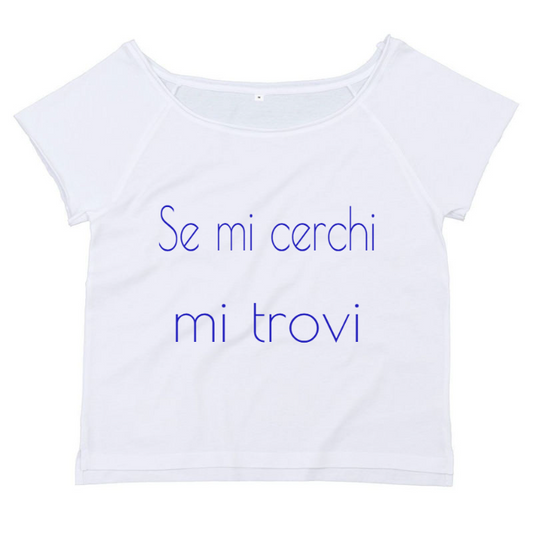 T-Shirt SARCASTICO Donna Cotone Organico Flashdance Mantis "SE MI CERCHI MI TROVI"
