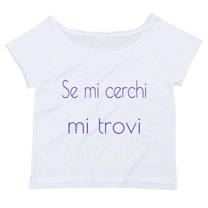 T-Shirt SARCASTICO Donna Cotone Organico Flashdance Mantis "SE MI CERCHI MI TROVI"