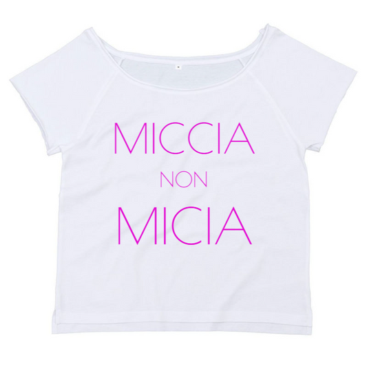 T-Shirt SARCASTICO Donna Cotone Organico Flashdance Mantis "MICCIA NON MICIA"