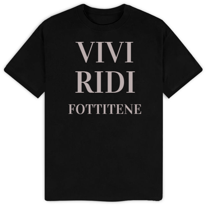 T-Shirt SARCASTICO Uomo Cotone Organico Inspire "VIVI RIDI FOTTITENE"