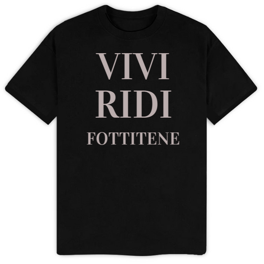 T-Shirt SARCASTICO Uomo Cotone Organico Inspire "VIVI RIDI FOTTITENE"