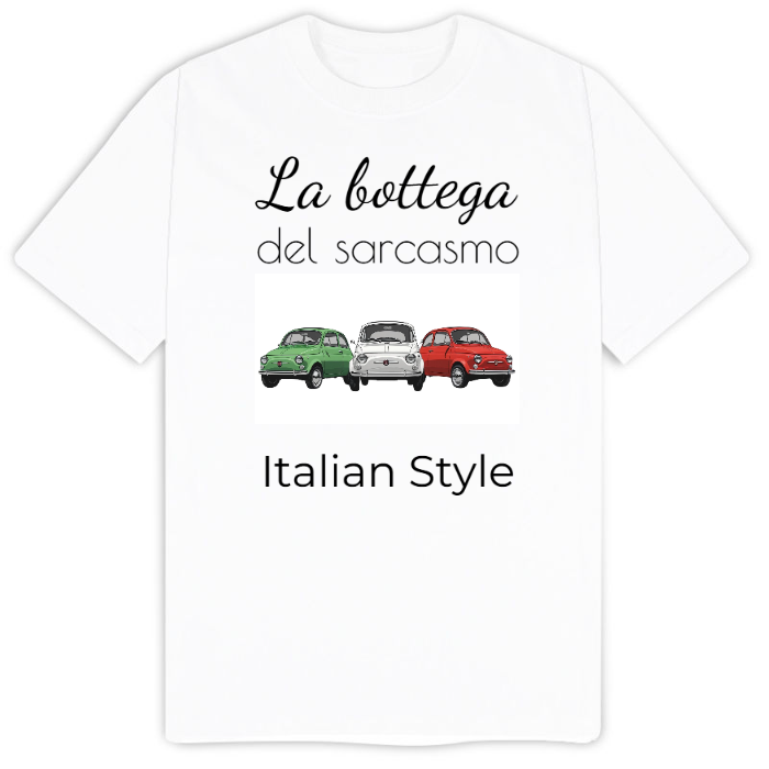 T-Shirt SARCASTICO Uomo Cotone Organico Inspire " LA BOTTEGA DEL SARCASMO ITALIAN STYLE"