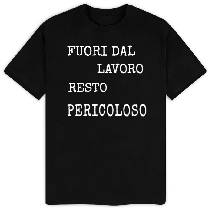 T-Shirt SARCASTICO Uomo Cotone Organico Inspire "FUORI DAL LAVORO RESTO PERICOLOSO"