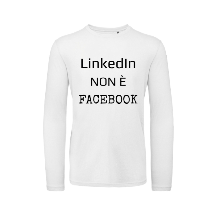 T-Shirt SARCASTICO Uomo Cotone Organico Inspire Manica Lunga "LINKEDIN NON È FACEBOOK"