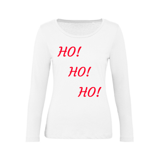 T-Shirt SARCASTICO Donna Cotone Organico Inspire Manica Lunga "HO HO HO"