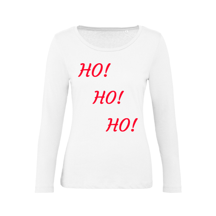T-Shirt SARCASTICO Donna Cotone Organico Inspire Manica Lunga "HO HO HO"