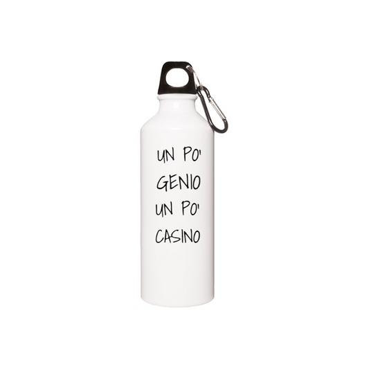 Borraccia IRONICA in alluminio 500 ml "UN PO' GENIO UN PO' CASINO"